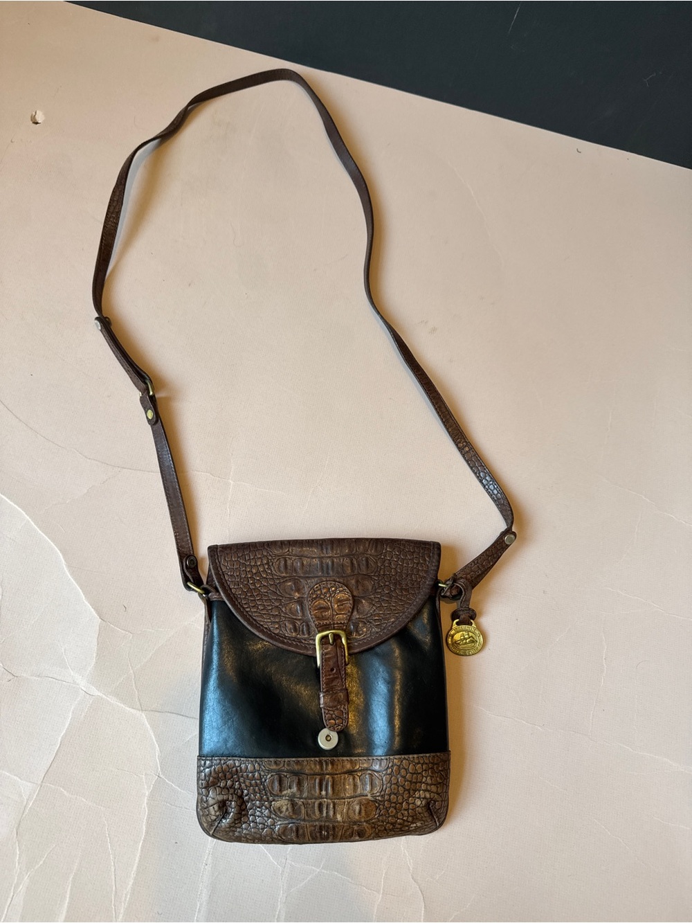 Vintage Brahmin Brown Leather Crossbody Bag
